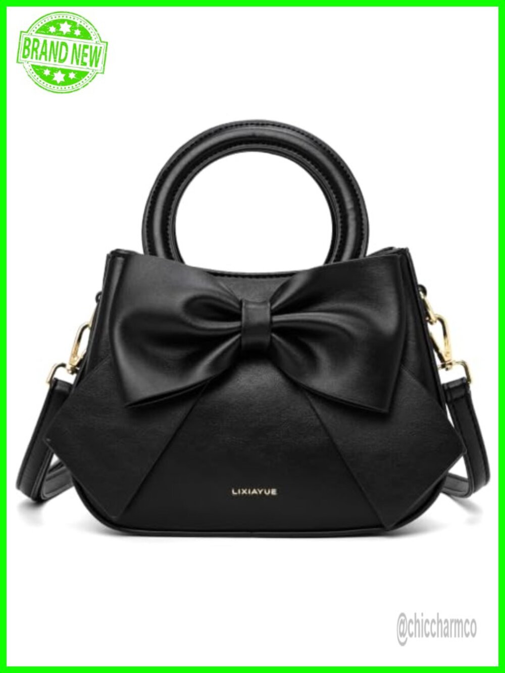 Vegan Leather Crossbody Bag Cute Bow Mini Purse Adjustable Strap